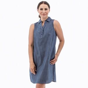Old Ranch Dove Sleeveless Chambray Dress Size M